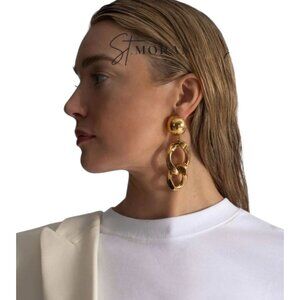 St. Moran Jagger Oversized Gold Chain Drop Earrings NWOT